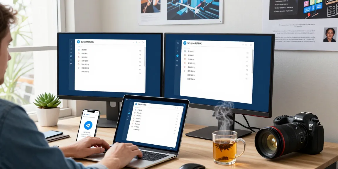 Switching to the Telegram Chinese Version on a laptop with Simplified and Traditional options displayed in a modern workspace.