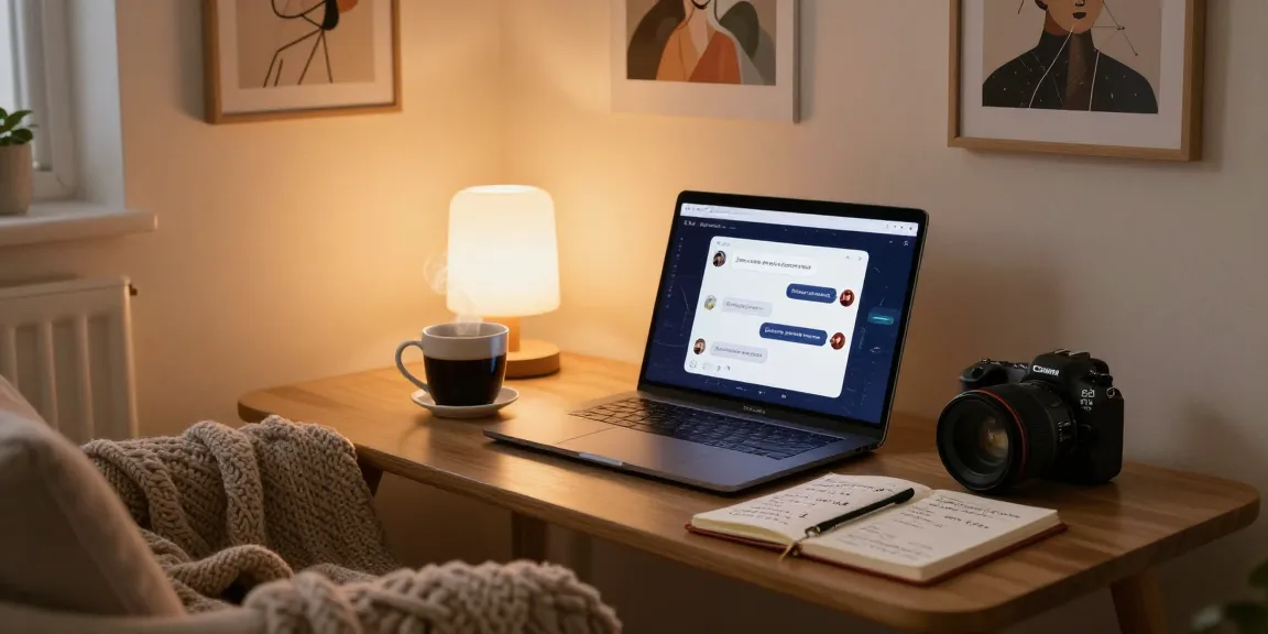 Cozy chat room setup featuring spicy chat AI interface on a laptop.