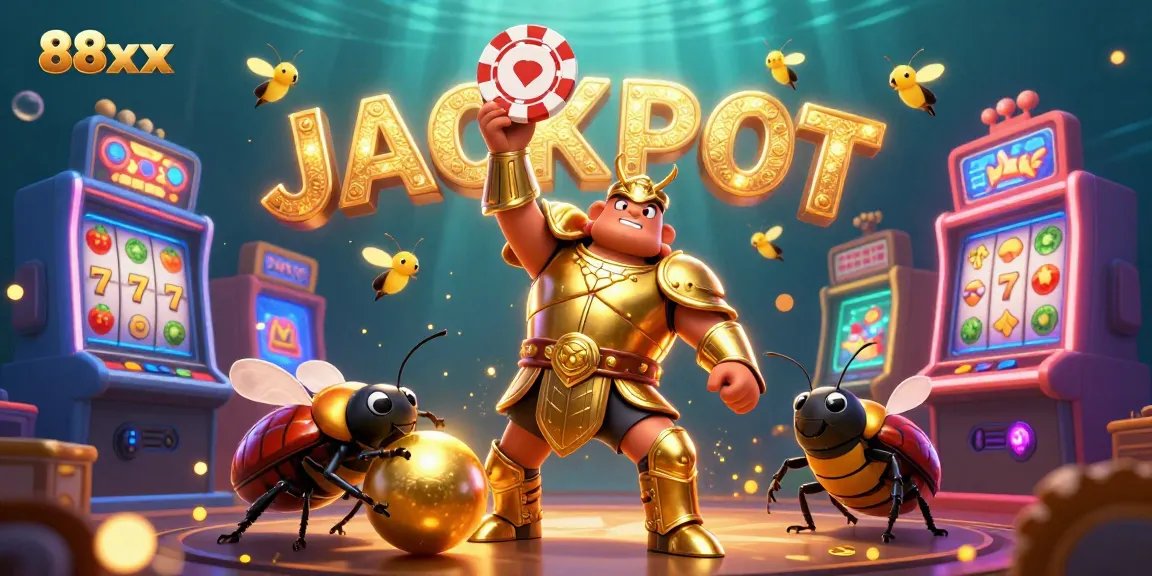 Play and win with 88xx in vibrant casino-themed illustration featuring dynamic gaming elements.